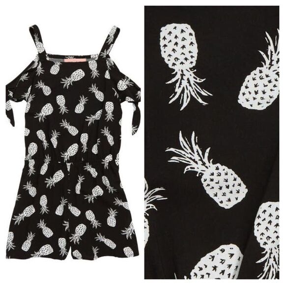 Mia Chica Cold Shoulder Pineapple Print Romper - Picture 1 of 10